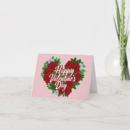 Gelukkig Valentijnsdag bloem rozen hart kaart