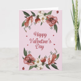 Gelukkig Valentijnsdag Bloemrijke Wenskaart Feestdagen Kaart