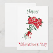 Gelukkig Valentijnsdag Boeket Van Rode Bloemen Feestdagenkaart (Voorkant / Achterkant)