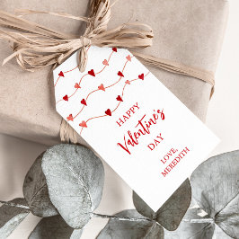 Gelukkig Valentijnsdag Cadeaubijschrift, Hartkoord Cadeaulabel