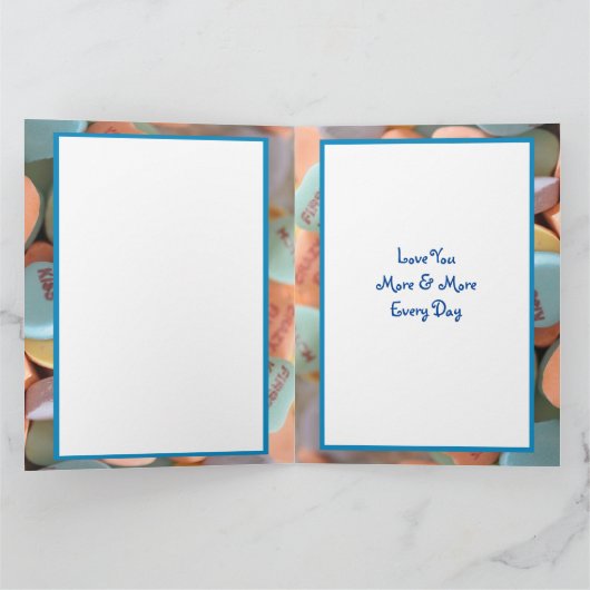 Gelukkig Valentijnsdag Candy Hearts Fotokaart Kaart (Binnen)