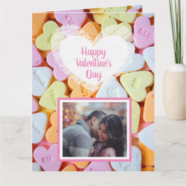 Gelukkig Valentijnsdag Candy Hearts Fotokaart Kaart