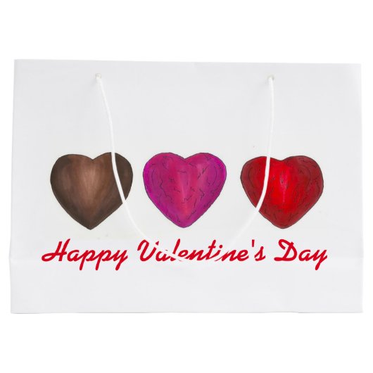 Gelukkig Valentijnsdag Chocolade Hearts Gift Bag Large Cadeautasje (Achterkant)