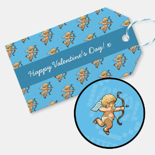 Gelukkig Valentijnsdag Cupido Romantisch Pixel Pat Cadeaulabel