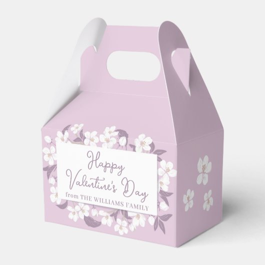 Gelukkig Valentijnsdag Custom Pink Floral Party Bedankdoosjes (Voorkant Zijde)