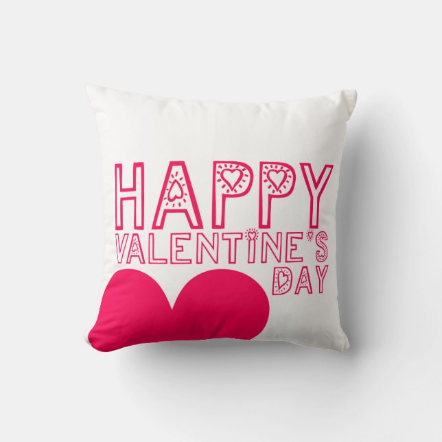 Gelukkig Valentijnsdag Cute Modern Square Pillow Kussen (Voorkant)