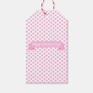 Gelukkig Valentijnsdag   Cute Pink Hearts Pattern Cadeaulabel