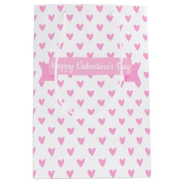 Gelukkig Valentijnsdag | Cute Pink Hearts Pattern Medium Cadeauzakje