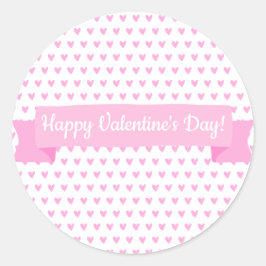 Gelukkig Valentijnsdag | Cute Pink Hearts Pattern Ronde Sticker