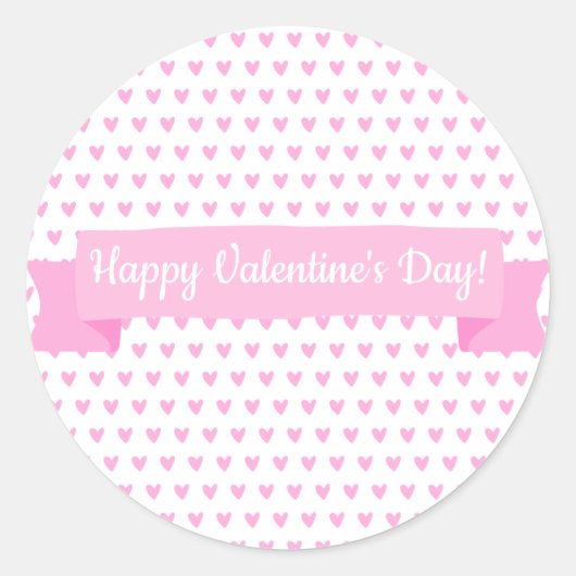 Gelukkig Valentijnsdag | Cute Pink Hearts Pattern Ronde Sticker (Voorkant)