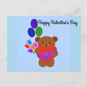 Gelukkig Valentijnsdag Cute Teddy Bear #3 Briefkaa Briefkaart