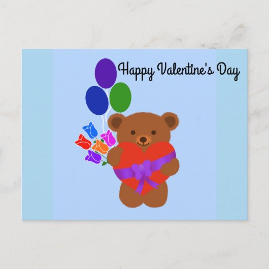 Gelukkig Valentijnsdag Cute Teddy Bear #3 Briefkaa Briefkaart (Voorkant)