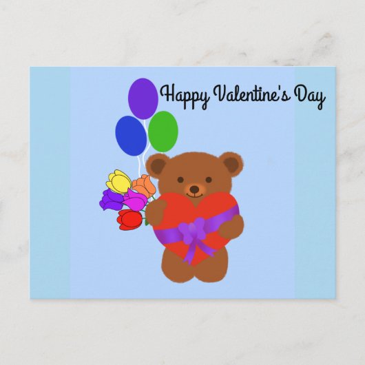 Gelukkig Valentijnsdag Cute Teddy Bear #4 Briefkaa Briefkaart (Voorkant)