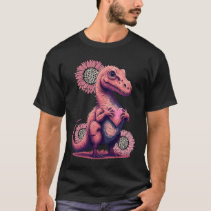 Gelukkig Valentijnsdag Dinosaur met Leopard Sunflo T-shirt