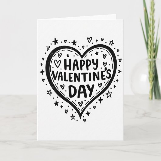 Gelukkig Valentijnsdag Doodle Hart Kaart (Voorkant)