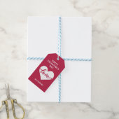Gelukkig Valentijnsdag eenvoudige magenta hartlief Cadeaulabel (Met Touw)