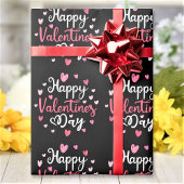 Gelukkig Valentijnsdag Elegant Script Pink Hearts Cadeaupapier