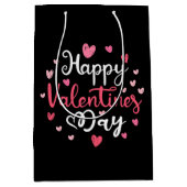 Gelukkig Valentijnsdag Elegant Script Pink Hearts Medium Cadeauzakje (Voorkant)