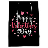 Gelukkig Valentijnsdag Elegant Script Pink Hearts Medium Cadeauzakje (Achterkant)
