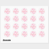 Gelukkig Valentijnsdag Elegant Script Pink Hearts Ronde Sticker (Vel)