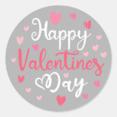 Gelukkig Valentijnsdag Elegant Script Pink Hearts Ronde Sticker (Voorkant)