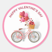 Gelukkig Valentijnsdag | Fietsen en ballonnen Ronde Sticker (Voorkant)