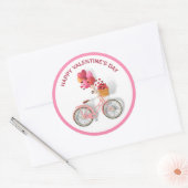 Gelukkig Valentijnsdag | Fietsen en ballonnen Ronde Sticker (Envelop)