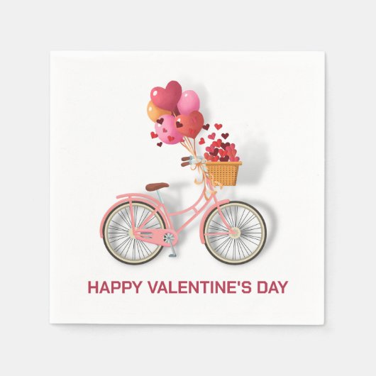Gelukkig Valentijnsdag | Fietsen en ballonnen Servet (Voorkant)