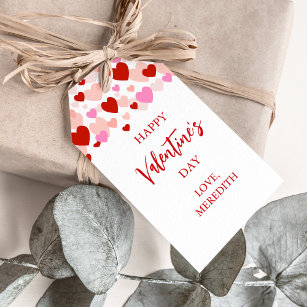 Gelukkig Valentijnsdag Gift Label, rood en roze ha Cadeaulabel