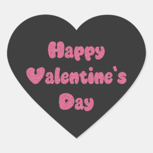 Gelukkig Valentijnsdag Glitter Hart Sticker