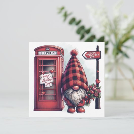 Gelukkig Valentijnsdag Gnome Feestdagenkaart (Staand voorkant)