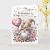 Gelukkig Valentijnsdag Gnome Kaart (Gele Bloem)
