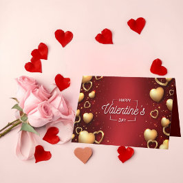 Gelukkig Valentijnsdag Golden Heart Red Feestdagen Kaart