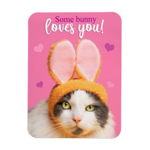 Gelukkig Valentijnsdag grappige kat in Bunny Ears Magneet