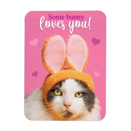 Gelukkig Valentijnsdag grappige kat in Bunny Ears Magneet (Verticaal)