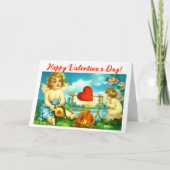 Gelukkig Valentijnsdag hart Angel Cupido Kaart (Voorkant)