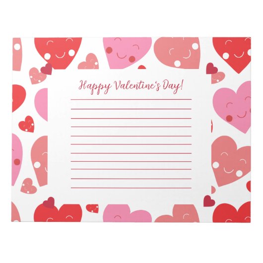 Gelukkig Valentijnsdag hart Notitieblok (Voorkant)