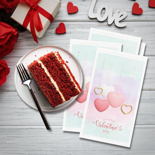 Gelukkig Valentijnsdag hart op string Servet