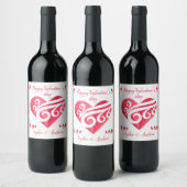 Gelukkig Valentijnsdag hart Wijn Etiket (Flessen)