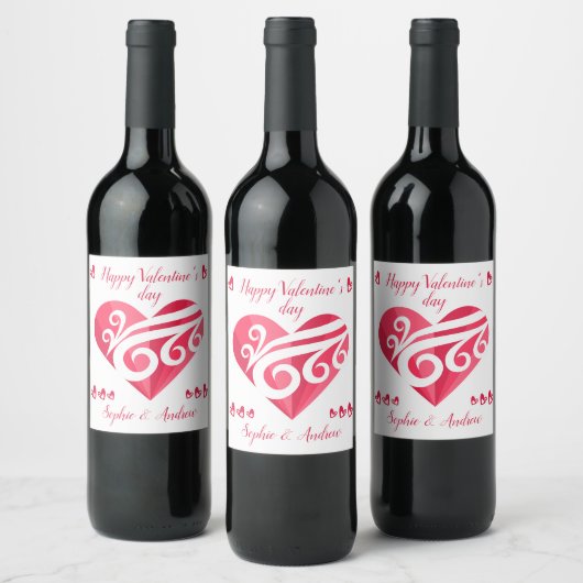 Gelukkig Valentijnsdag hart Wijn Etiket (Flessen)