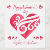 Gelukkig Valentijnsdag hart Wijn Etiket (Enkel label)