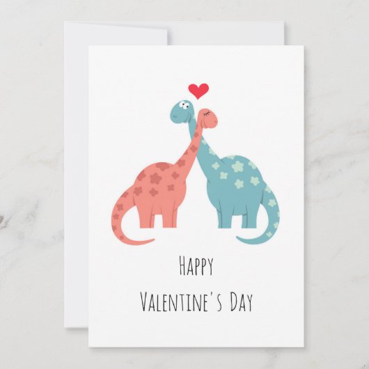 Gelukkig Valentijnsdag hartliefde dinosaurussen Feestdagenkaart (Voorkant)