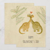 Gelukkig Valentijnsdag hartliefde dinosaurussen Feestdagenkaart (Voorkant / Achterkant)
