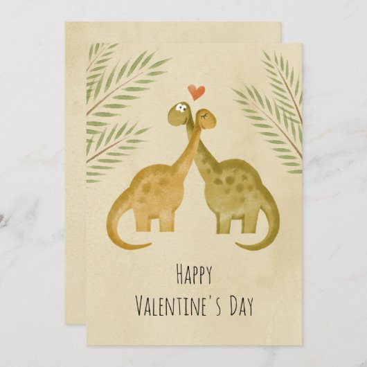 Gelukkig Valentijnsdag hartliefde dinosaurussen Feestdagenkaart (Voorkant / Achterkant)