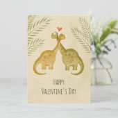 Gelukkig Valentijnsdag hartliefde dinosaurussen Feestdagenkaart (Staand voorkant)