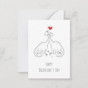 Gelukkig Valentijnsdag hartliefde dinosaurussen Notitiekaartje