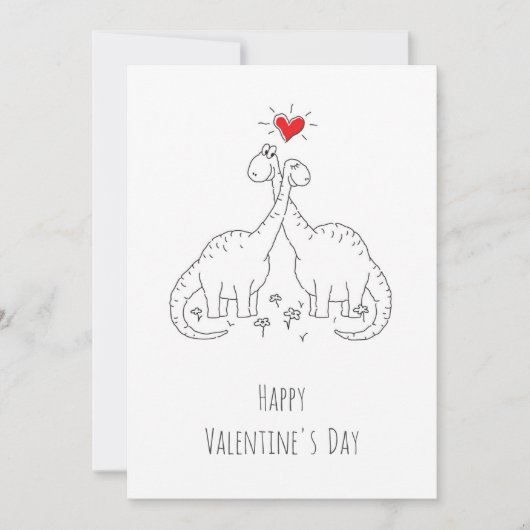 Gelukkig Valentijnsdag Heart Love Dinosaurs Holida Feestdagenkaart (Voorkant)