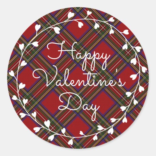 Gelukkig Valentijnsdag Heart Wreath Ronde Sticker (Voorkant)