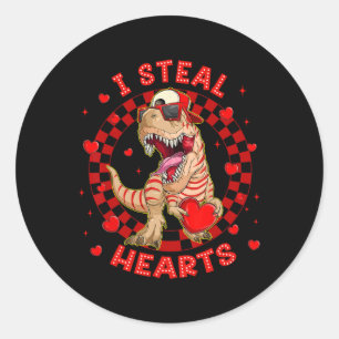 Gelukkig Valentijnsdag Ik steel harten Trex Grappi Ronde Sticker