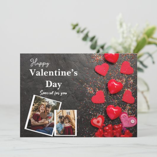 Gelukkig Valentijnsdag je foto Feestdagenkaart (Staand voorkant)